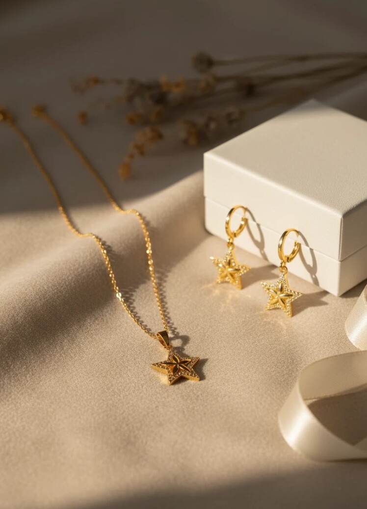 ستاره‌باران استایل شما با نیم ست طرح ستاره نگین دار خاص